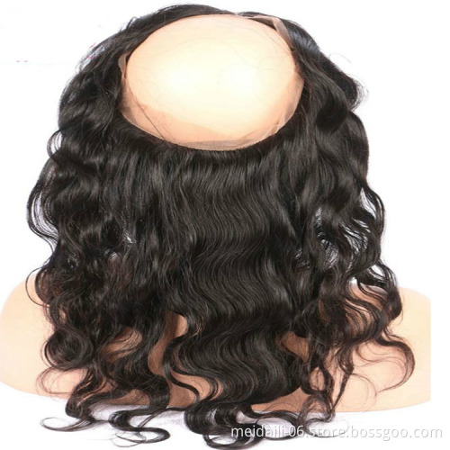 Peruvian Body Wave Pre Plucked 360 Lace Frontal Closure With Baby Hair 100% Remy Human Hair